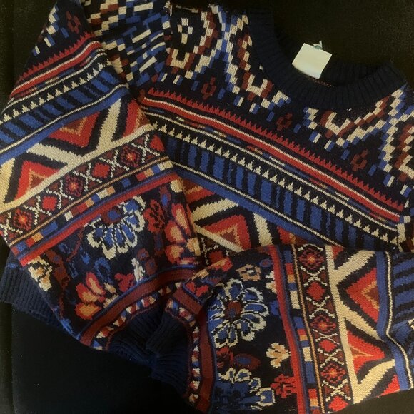 Farm Rio Ainika Tapestry Blue/Red Sweater in XL - Picture 3 of 8